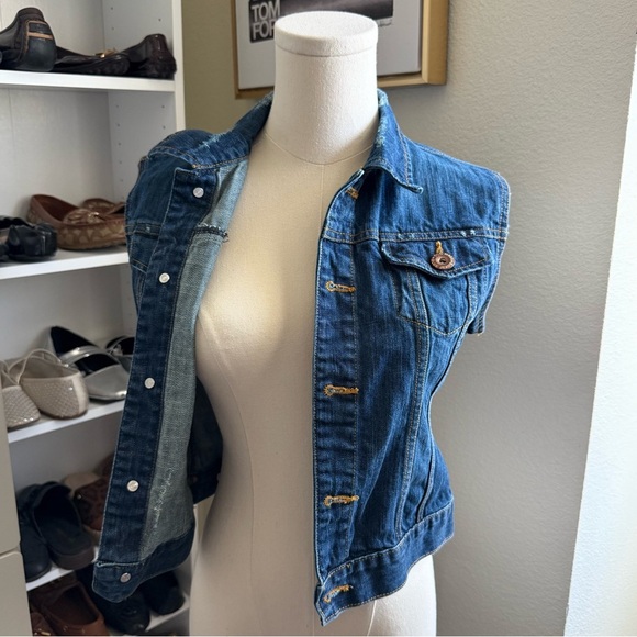 Y2K 2000’s Vintage Old Navy Dark Blue Denim Vest Women’s Size XS/S - Picture 3 of 7